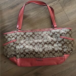 Coach Brown and Pink Shoulder Bag